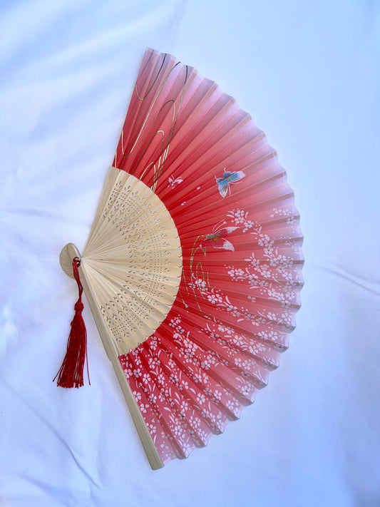 Japanese Silk Folding Fan (Sakura and Butterfly)