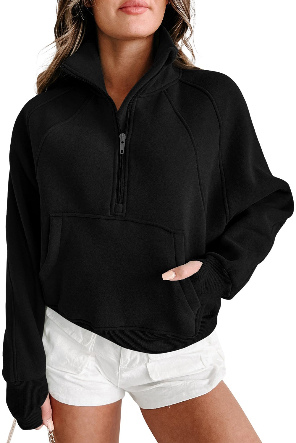 Solid Black Zip Up Sweatshirt